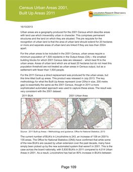 Census Urban Areas 2001, Built up Areas 2011