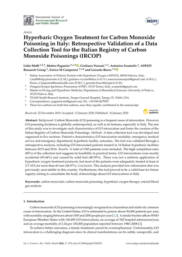 Hyperbaric Oxygen Treatment for Carbon Monoxide Poisoning in Italy