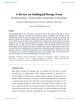 A Review on Sublingual Dosage Form