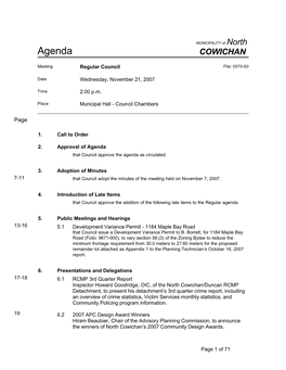 Agenda COWICHAN