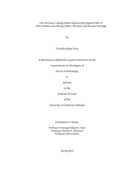 The Old Saxon Leipzig Heliand Manuscript Fragment (MS L): New Evidence Concerning Luther, the Poet, and Ottonian Heritage