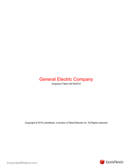 General Electric Company Snapshot Taken 08/18/2015