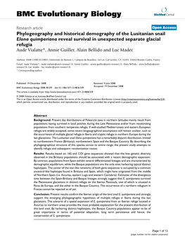 Phylogeography and Historical Demography of the Lusitanian Snail