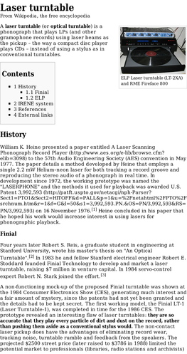 Laser Turntable from Wikipedia, the Free Encyclopedia