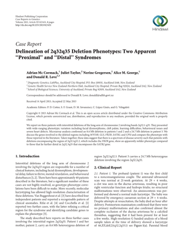 Delineation of 2Q32q35 Deletion Phenotypes: Two Apparent ‘‘Proximal’’ and ‘‘Distal’’ Syndromes