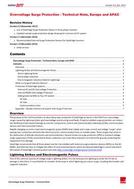 Overvoltage Surge Protection - Technical Note, Europe and APAC