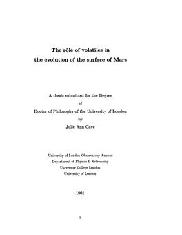 The Role of Volatiles in the Evolution of the Surface of Mars