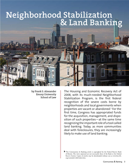 Neighborhood Stabilization & Land Banking