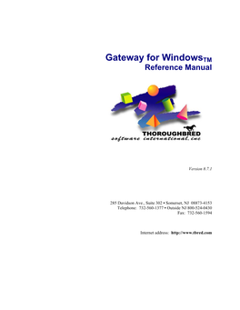 Gateway for Windowstm Reference Manual