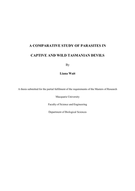 A Comparative Study of Parasites in Captive And