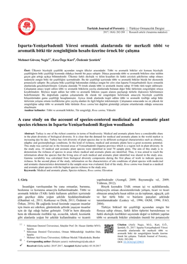 Isparta-Yenişarbademli Yöresi Ormanlık Alanlarında Tür Merkezli Tıbbi Ve Aromatik Bitki Tür Zenginliğinin Hesabı Üzerine Örnek Bir Çalışma