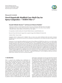 Novel Organically Modified Core-Shell Clay for Epoxy Composites—“SOBM Filler 1”