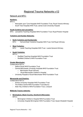 Regional Trauma Networks V12