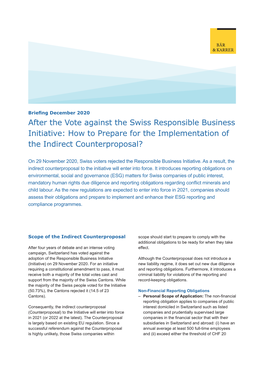 After the Vote Against the Swiss Responsible Business Initiative: How to Prepare for the Implementation of the Indirect Counterproposal?