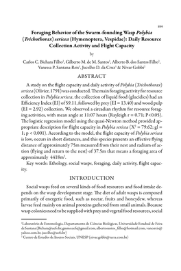 Foraging Behavior of the Swarm-Founding Wasp