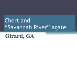 Chert and “Savannah River” Agate Girard, GA Chert and “Savannah River” Agate Girard, GA