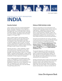 Country Context History of NGO Activity in India