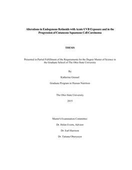 Alterations in Endogenous Retinoids with Acute UVB Exposure and in the Progression of Cutaneous Squamous Cell Carcinoma