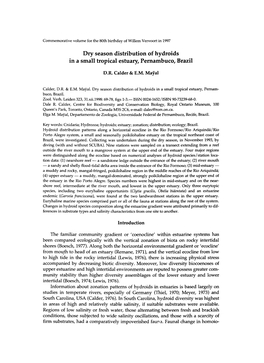 Dry Season Distribution of Hydroids in a Small Tropical Estuary, Pernambuco, Brazil