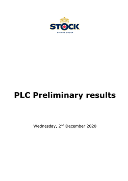 Stock Spirits Group PLC Preliminary Results 2Nd December 2020