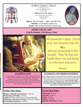 St Mary Catholic Church Mission of St Anne All-Powerful Father, Christ