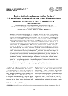 Cytotype Distribution and Ecology of Allium Thunbergii (= A