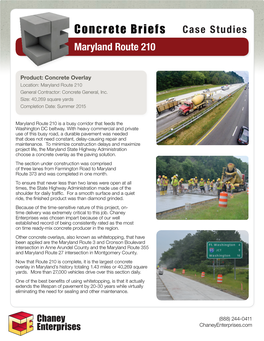 Concrete Briefs Case Studies Maryland Route 210