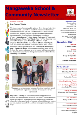 Mangaweka School & Community Newsletter