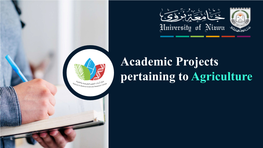 Academic Projects Pertaining to Agriculture Biotechnology & Omics Lab