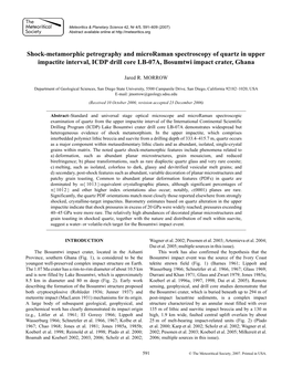 Shock-Metamorphic Petrography and Microraman Spectroscopy of Quartz in Upper Impactite Interval, ICDP Drill Core LB-07A, Bosumtwi Impact Crater, Ghana