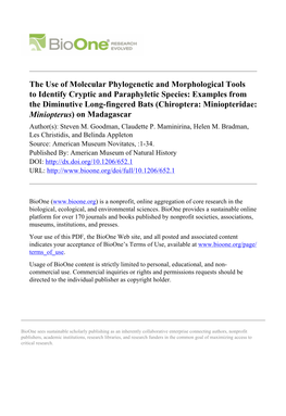 The Use of Molecular Phylogenetic and Morphological