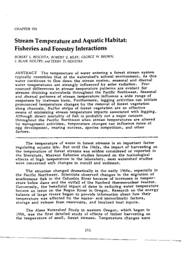 Stream Temperature and Aquatic Habitat: Fisheries and Forestry Interactions