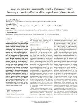 Impact and Extinction in Remarkably Complete Cretaceous-Tertiary Boundary Sections from Demerara Rise, Tropical Western North Atlantic