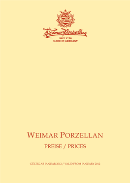 Weimar Porzellan Preise / Prices