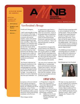 Vice-President's Message AMNB NEWS