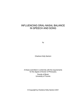 Influencing Oral-Nasal Balance in Speech and Song