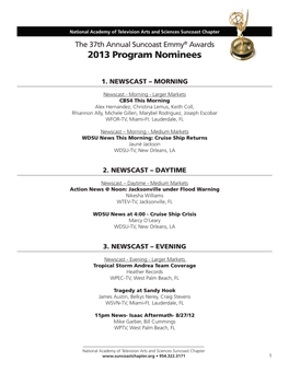 2013 Program Nominees