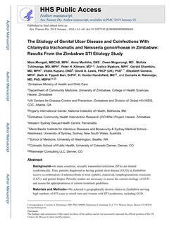 The Etiology of Genital Ulcer Disease and Coinfections with Chlamydia Trachomatis and Neisseria Gonorrhoeae in Zimbabwe: Results from the Zimbabwe STI Etiology Study