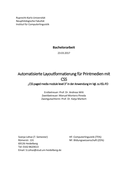 Automatisierte Layoutformatierung Für Printmedien Mit CSS (PDF)