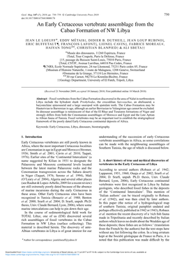 An Early Cretaceous Vertebrate Assemblage from the Cabao Formation of NW Libya