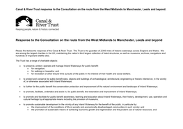 Response to the Consultation on the Route from the West Midlands to Manchester, Leeds and Beyond