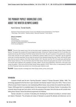 The Primary Pupils' Knowledge Level About The