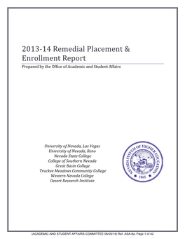 2013-14 Remedial Placement & Enrollment Report