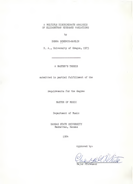 Multiple Discriminate Analysis of Elizabethan Keyboard Variations
