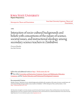 Interaction of Socio-Cultural Backgrounds and Beliefs With