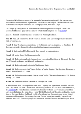 Inslee V. De Blasio: Coronavirus Responses, Good and Bad | 1