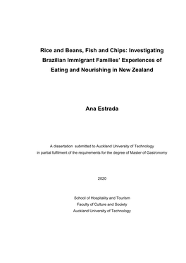 Rice and Beans, Fish and Chips: Investigating Brazilian Immigrant Families' Experiences of Eating and Nourishing in New Zealan