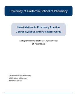 Heart Matters in Pharmacy Practice Course Syllabus and Facilitator Guide