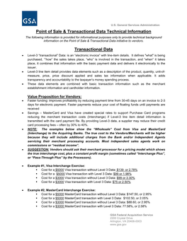 Point of Sale & Transactional Data Technical Information Transactional