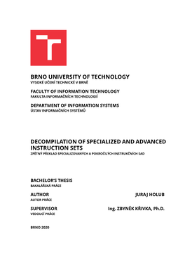 Brno University of Technology Decompilation